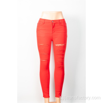 Jeans strappati rossi personalizzati